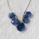 Natural Blue Sapphire Oval Beads Smooth Flat Top Drilled Briolettes 5 PCs 6-10mm Drops Genuine Gemstone DIY Jewelry Making