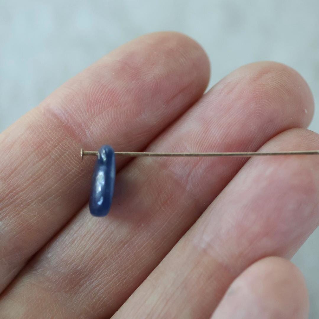 Natural Blue Sapphire Oval Beads Smooth Flat Top Drilled Briolettes 5 PCs 6-10mm Drops Genuine Gemstone DIY Jewelry Making