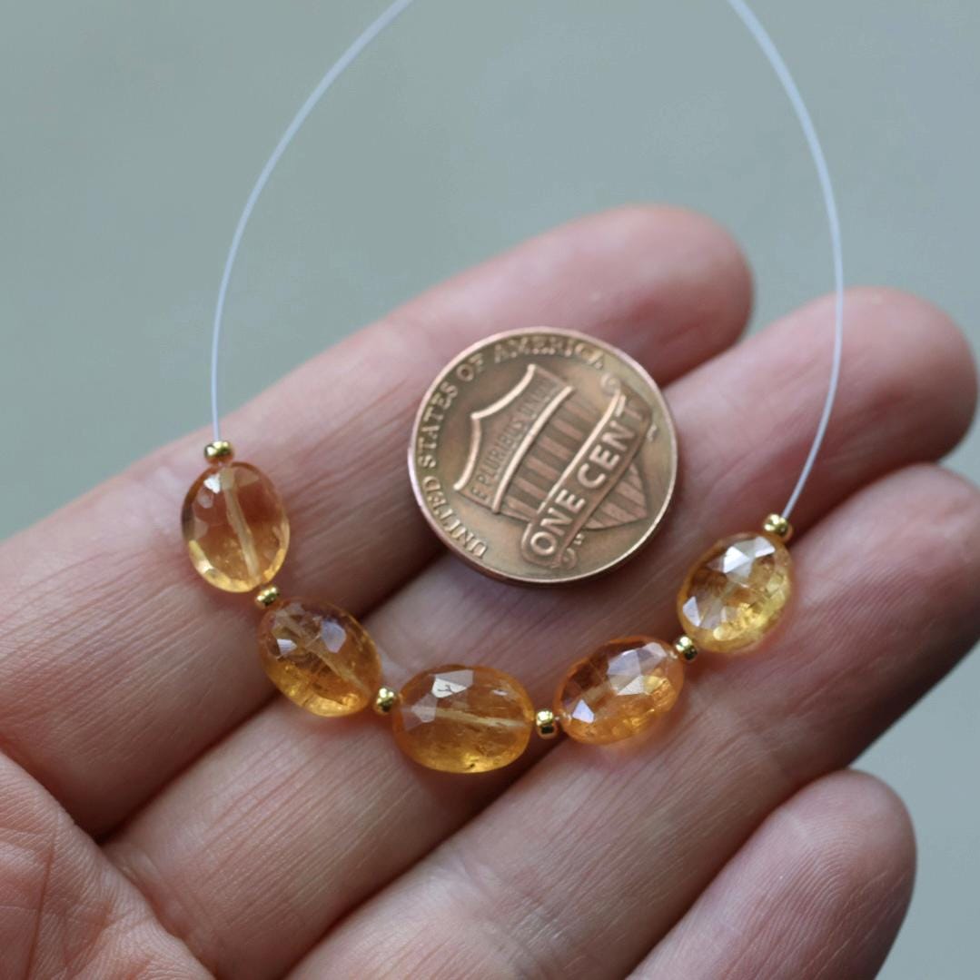 Natural Brazilian Imperial Topaz Oval Beads Faceted 5 Pcs Natural Gemstone Beads for DIY Jewelry Making Earrings Pendants
