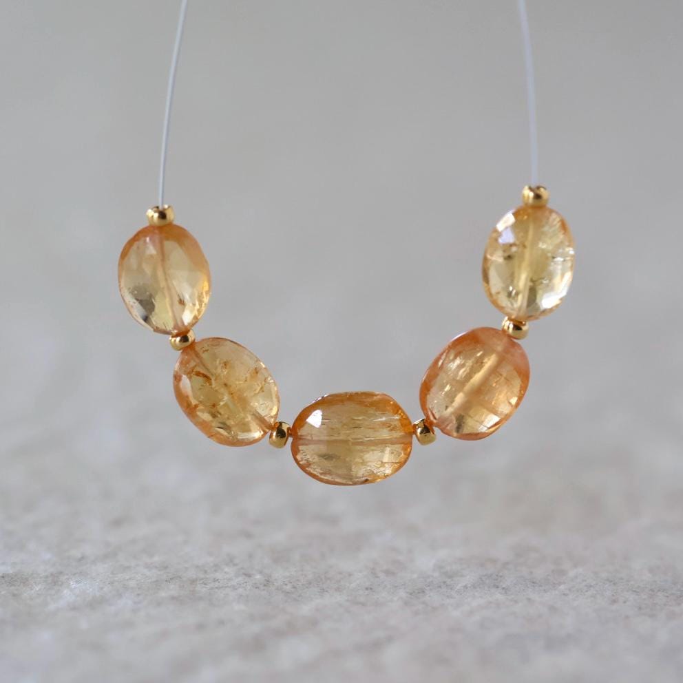 Natural Brazilian Imperial Topaz Oval Beads Faceted 5 Pcs Natural Gemstone Beads for DIY Jewelry Making Earrings Pendants