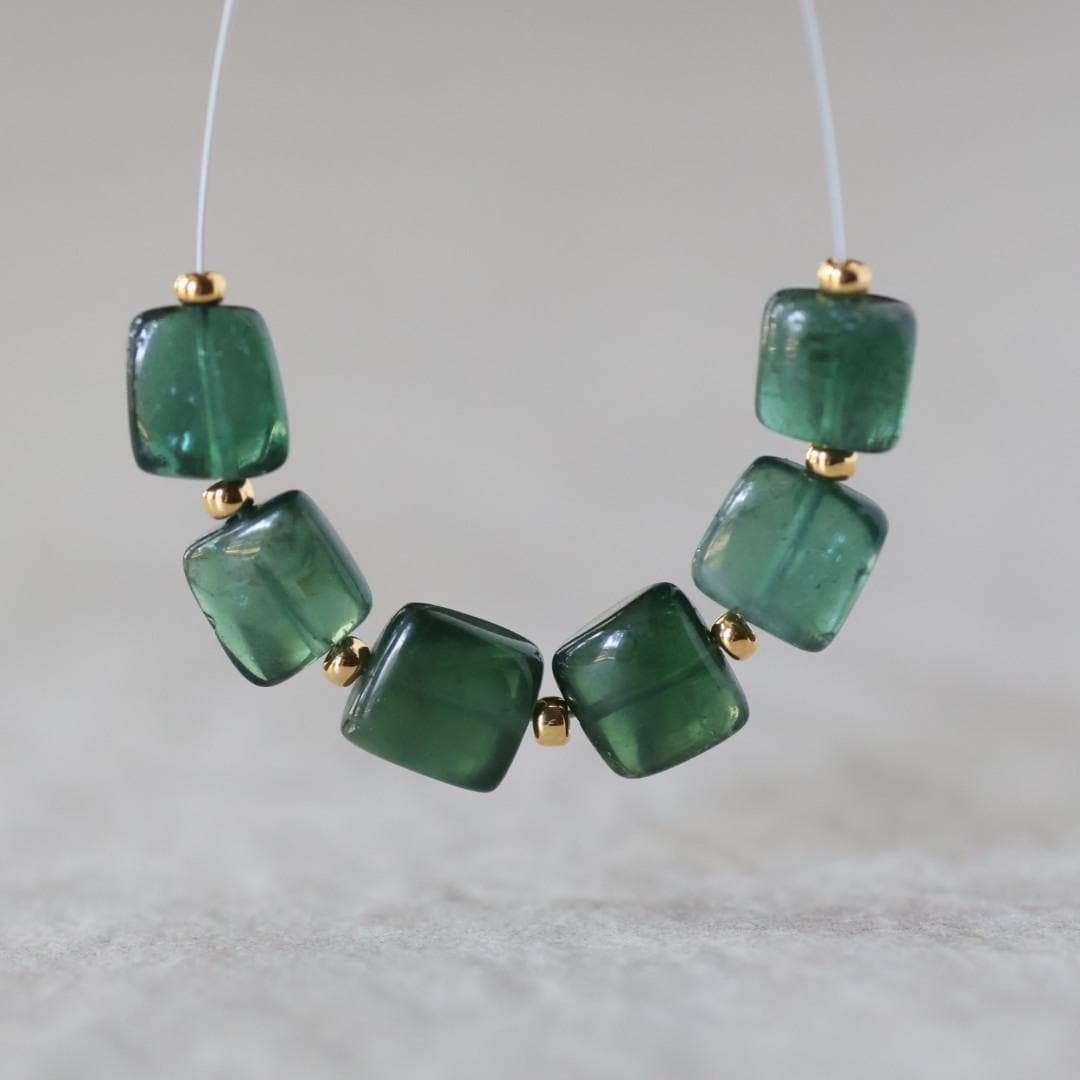 Natural Chrome Green Apatite Square Beads Smooth 6 PCs Gemstone for DIY Jewelry Making Supplies