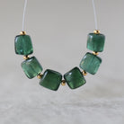 Natural Chrome Green Apatite Square Beads Smooth 6 PCs Gemstone for DIY Jewelry Making Supplies
