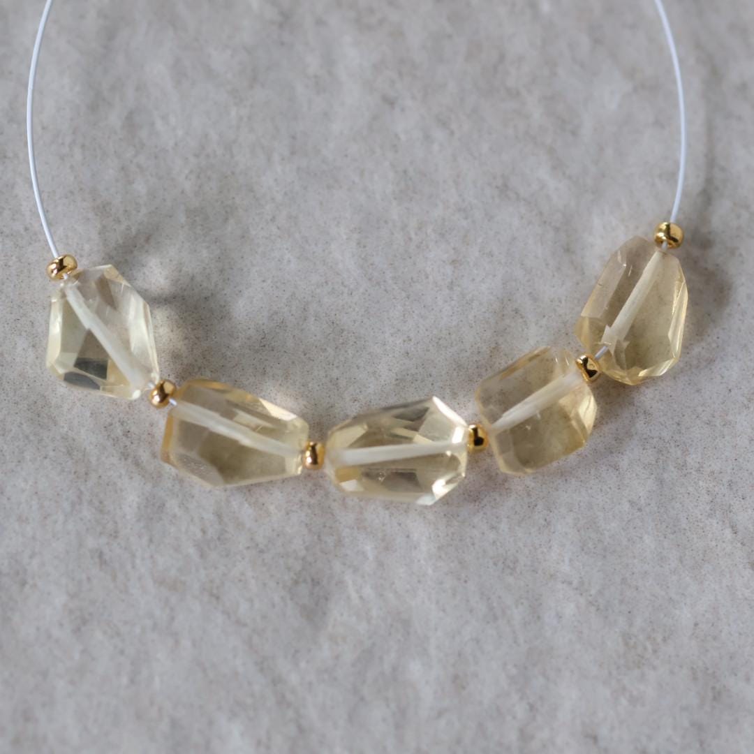 Natural Citrine Nugget Beads Chunks Stones Freeform 6-9mm 5 Pcs Yellow Gemstone for DIY Jewelry Making