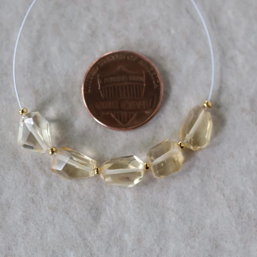 Natural Citrine Nugget Beads Chunks Stones Freeform 6-9mm 5 Pcs Yellow Gemstone for DIY Jewelry Making