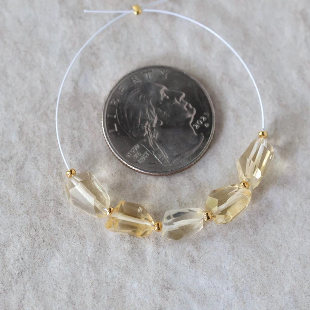 Natural Citrine Nugget Beads Chunks Stones Freeform 6-9mm 5 Pcs Yellow Gemstone for DIY Jewelry Making