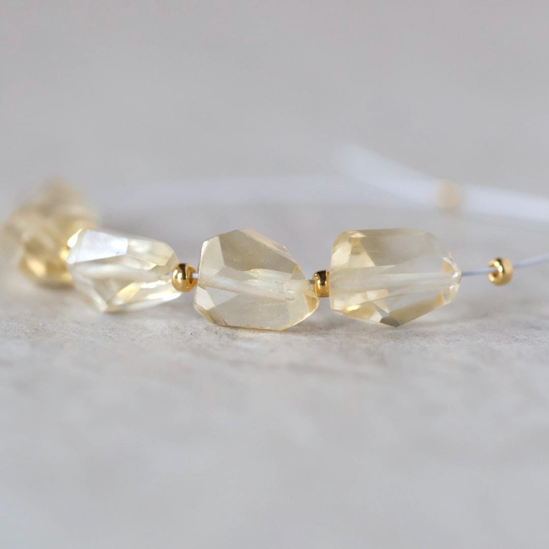 Natural Citrine Nugget Beads Chunks Stones Freeform 6-9mm 5 Pcs Yellow Gemstone for DIY Jewelry Making