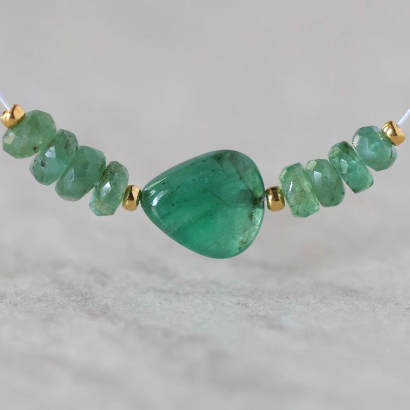 Natural Emerald Beads Smooth Nugget Stone Chunk Gemstone Faceted Rondelle Bead for DIY Jewelry Making
