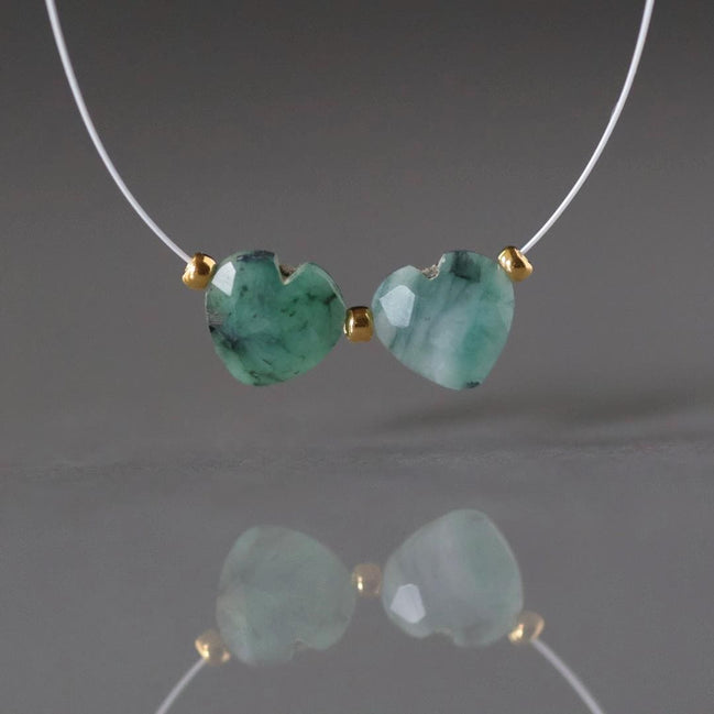 Natural Emerald Heart Bead Faceted 8mm Briolette Stone Gemstone Bead for DIY Jewelry Making Gift Beads May Birthstone
