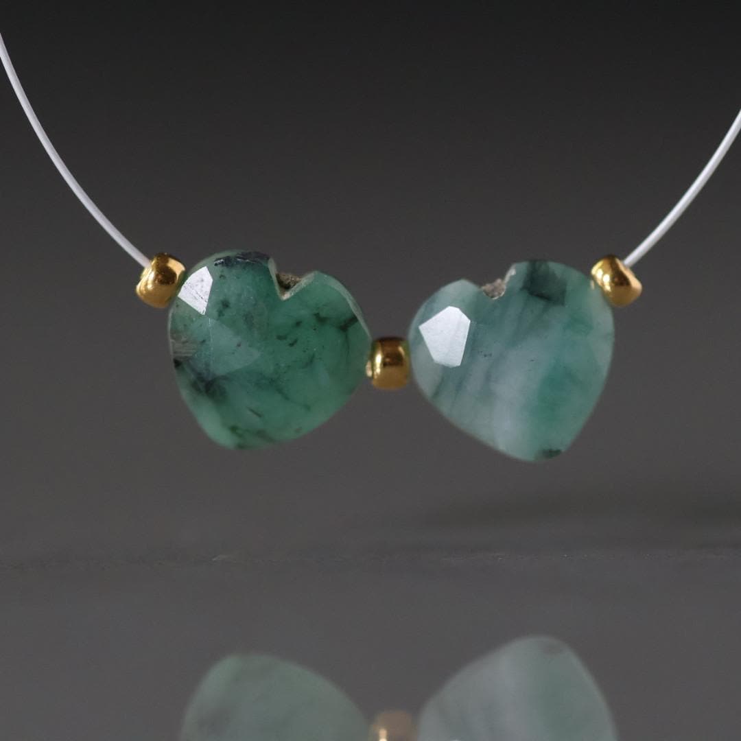 Natural Emerald Heart Bead Faceted 8mm Briolette Stone Gemstone Bead for DIY Jewelry Making Gift Beads May Birthstone