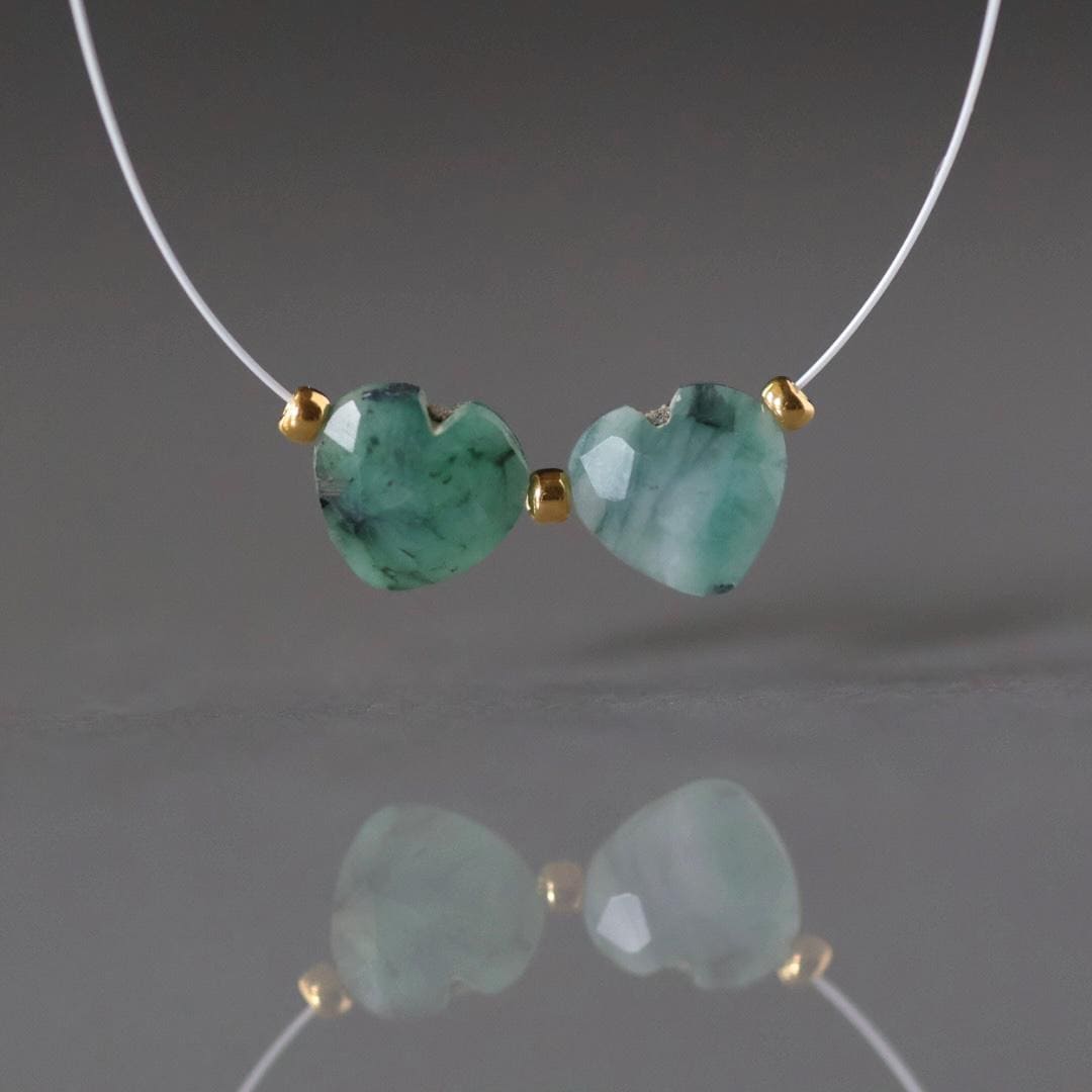 Natural Emerald Heart Bead Faceted 8mm Briolette Stone Gemstone Bead for DIY Jewelry Making Gift Beads May Birthstone