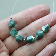 Natural Emerald Nugget Beads 6-9mm Raw Emerald Stones Chunks Gemstone Bead for DIY Jewelry Making