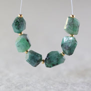 Natural Emerald Nugget Beads 6-9mm Raw Emerald Stones Chunks Gemstone Bead for DIY Jewelry Making