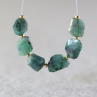 Natural Emerald Nugget Beads 6-9mm Raw Emerald Stones Chunks Gemstone Bead for DIY Jewelry Making
