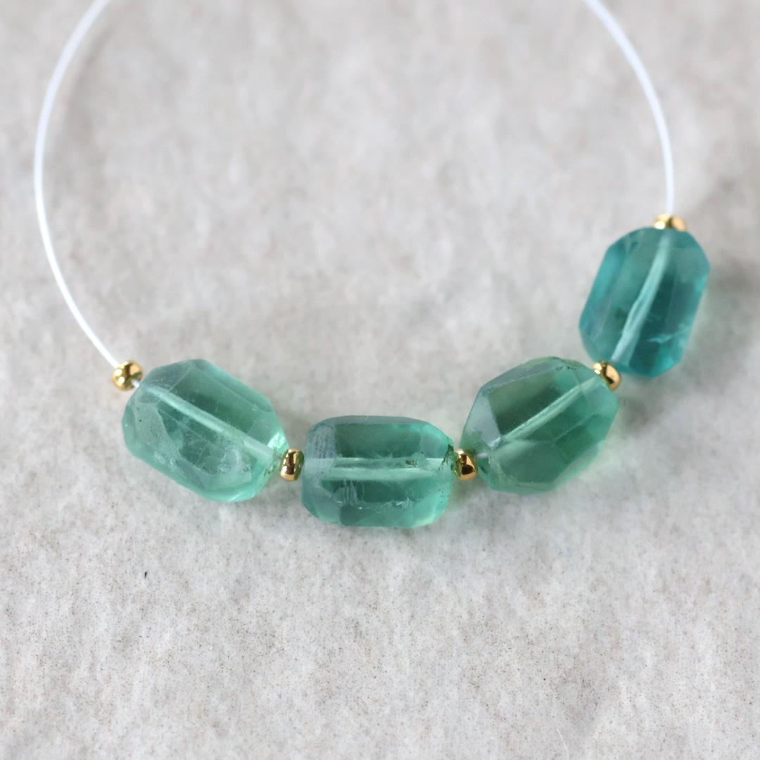 Natural Green Fluorite Nugget Bead Faceted Chunks 4 Pcs Gemstone Beads DIY Jewelry Making