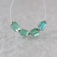 Natural Green Fluorite Nugget Bead Faceted Chunks 4 Pcs Gemstone Beads DIY Jewelry Making