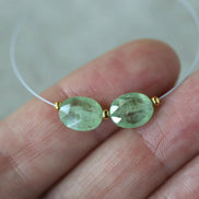 Natural Green Kyanite Oval Beads Faceted 2 PCs 7x9mm Genuine Gemstone for DIY Jewelry Making Earrings Supplies