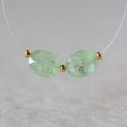 Natural Green Kyanite Oval Beads Faceted 2 PCs 7x9mm Genuine Gemstone for DIY Jewelry Making Earrings Supplies