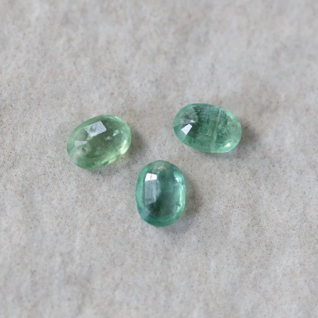 Natural Green Kyanite Oval Beads Faceted Briolette Top Center Drilled Genuine Gemstone for DIY Jewelry Making Earrings Supplies