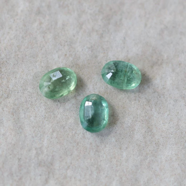Natural Green Kyanite Oval Beads Faceted Briolette Top Center Drilled Genuine Gemstone for DIY Jewelry Making Earrings Supplies