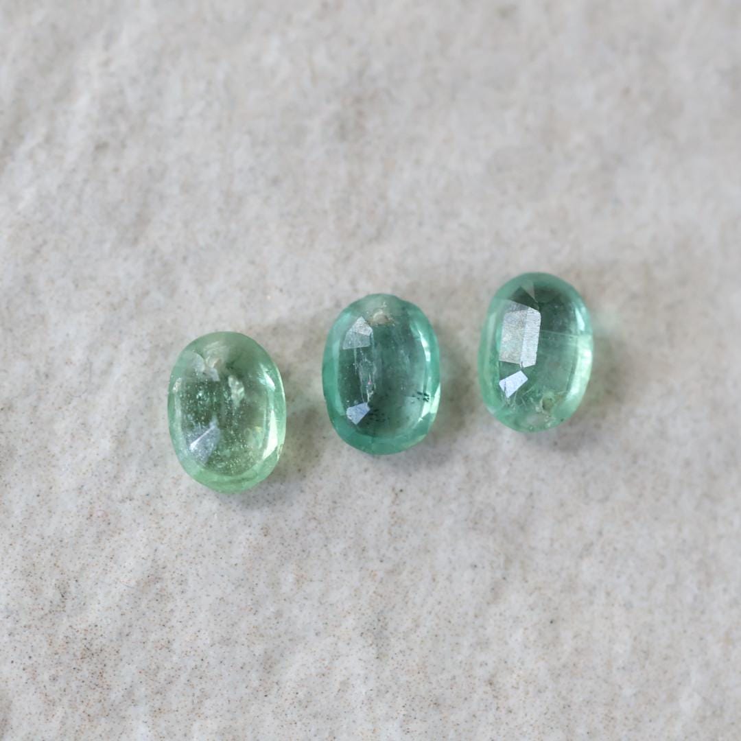 Natural Green Kyanite Oval Beads Faceted Briolette Top Center Drilled Genuine Gemstone for DIY Jewelry Making Earrings Supplies