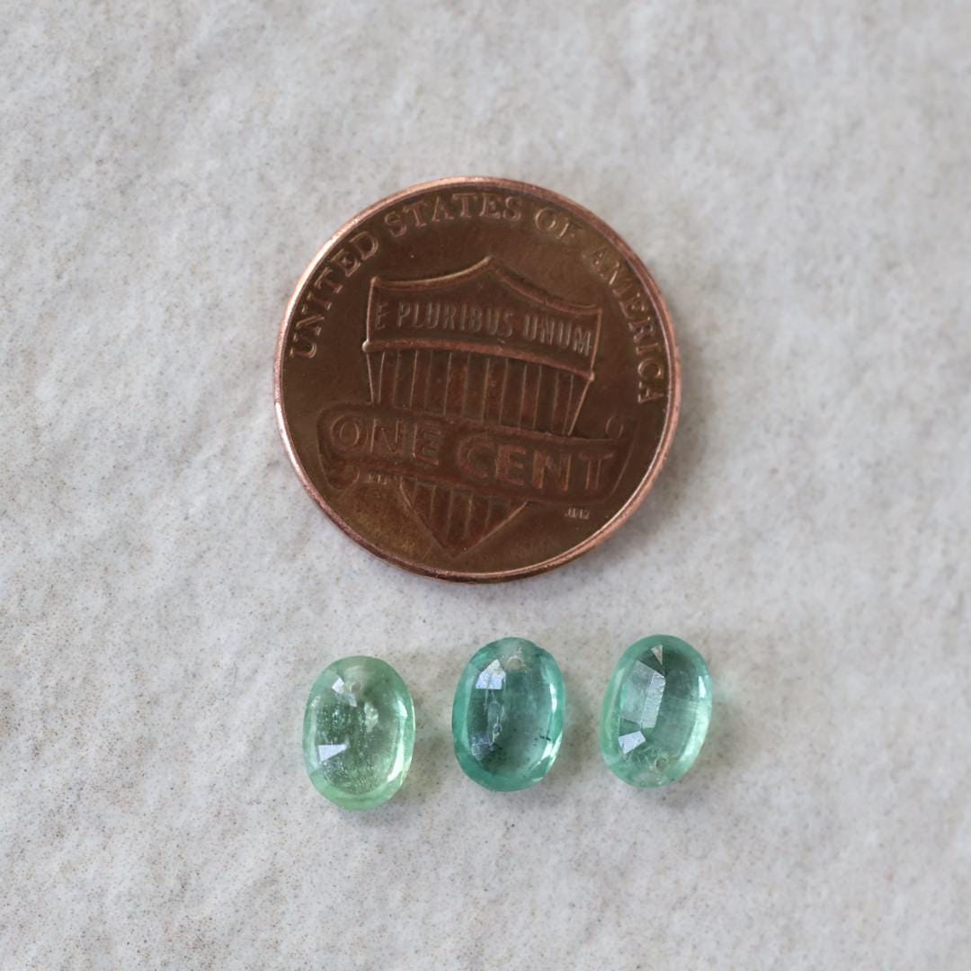 Natural Green Kyanite Oval Beads Faceted Briolette Top Center Drilled Genuine Gemstone for DIY Jewelry Making Earrings Supplies