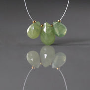 Natural Green Sapphire Beads Briolettes Pear Shape 3 PCs 9mm Faceted Drops Sapphire Genuine Gemstone DIY Jewelry Earrings Pendant