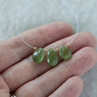 Natural Green Sapphire Briolette Beads-Pear Shape Teardrops 3 PCs