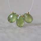 Natural Green Sapphire Briolette Beads-Pear Shape Teardrops 3 PCs