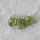 Natural Green Sapphire Briolette Beads-Pear Shape Teardrops 3 PCs