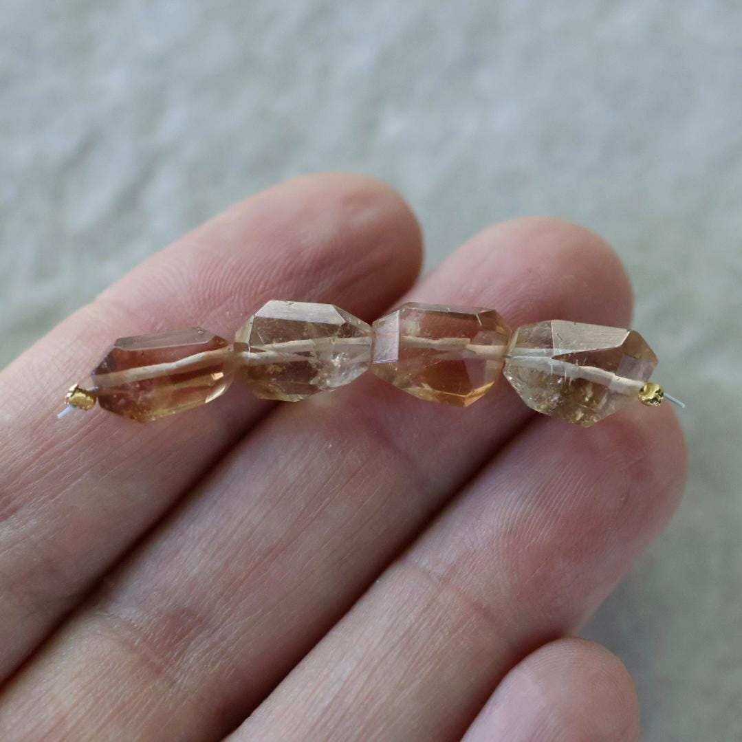 Natural Imperial Topaz Nugget Beads Chunks 4 Pcs Natural Gemstone Beads for Jewelry Making Earrings Pendants