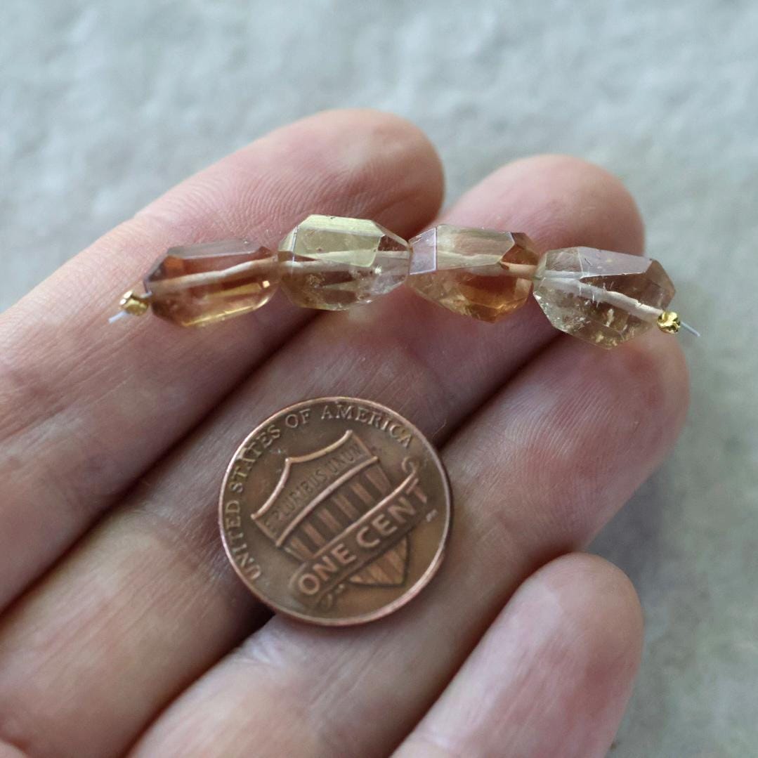 Natural Imperial Topaz Nugget Beads Chunks 4 Pcs Natural Gemstone Beads for Jewelry Making Earrings Pendants