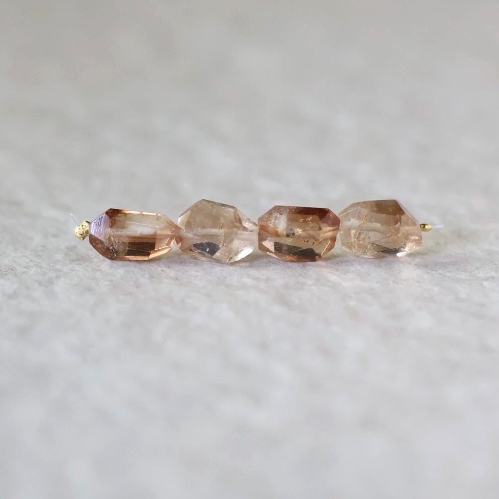 Natural Imperial Topaz Nugget Beads Chunks 4 Pcs Natural Gemstone Beads for Jewelry Making Earrings Pendants