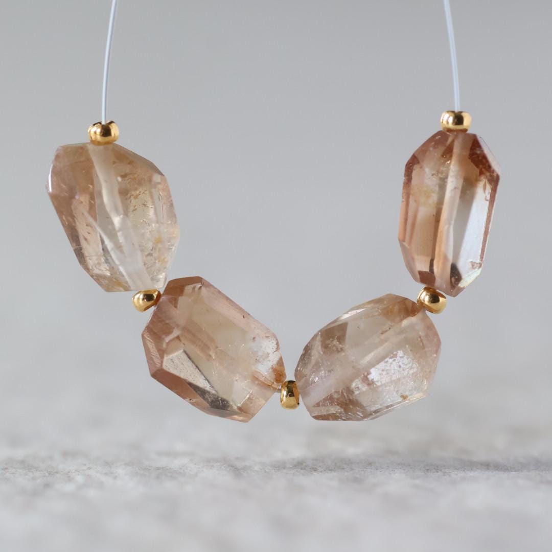 Natural Imperial Topaz Nugget Beads Chunks 4 Pcs Natural Gemstone Beads for Jewelry Making Earrings Pendants
