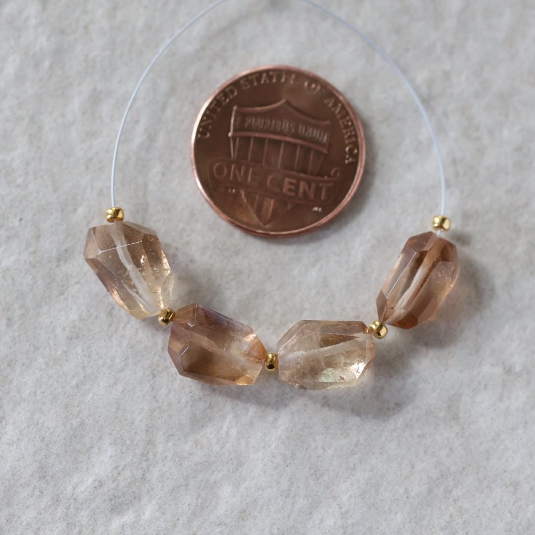 Natural Imperial Topaz Nugget Beads Chunks 4 Pcs Natural Gemstone Beads for Jewelry Making Earrings Pendants