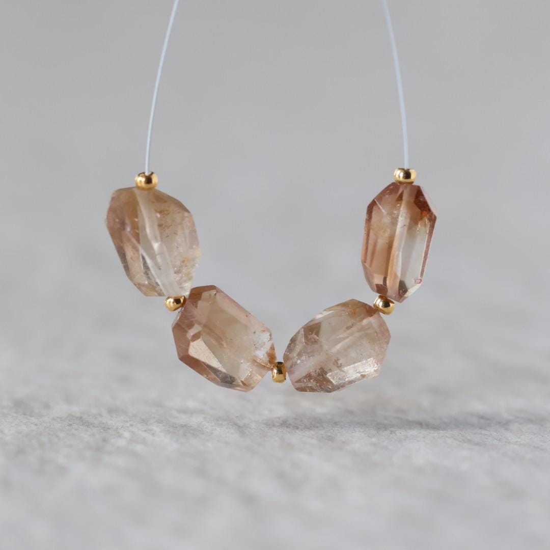 Natural Imperial Topaz Nugget Beads Chunks 4 Pcs Natural Gemstone Beads for Jewelry Making Earrings Pendants
