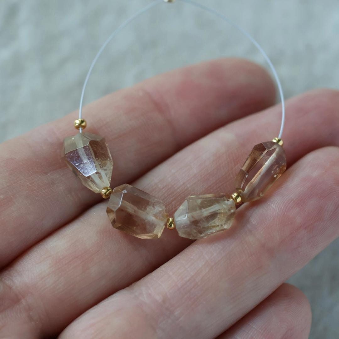 Natural Imperial Topaz Nugget Beads Chunks 4 Pcs Natural Gemstone Beads for Jewelry Making Earrings Pendants