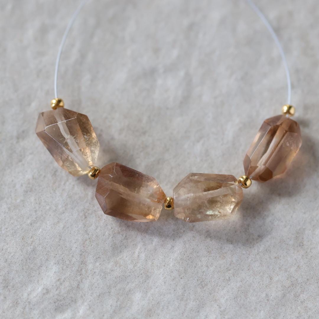 Natural Imperial Topaz Nugget Beads Chunks 4 Pcs Natural Gemstone Beads for Jewelry Making Earrings Pendants