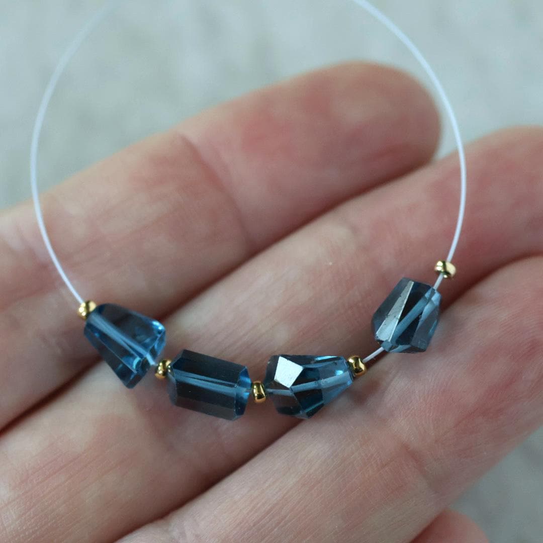 Natural London Blue Topaz Nugget Beads Chunks Stones 6x8mm 4 Pcs Gemstone for DIY Jewelry Making Earrings Supplies