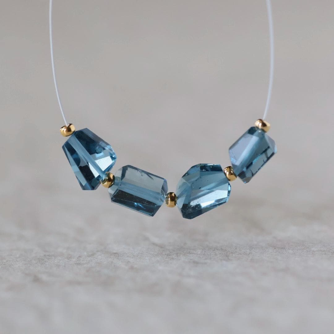Natural London Blue Topaz Nugget Beads Chunks Stones 6x8mm 4 Pcs Gemstone for DIY Jewelry Making Earrings Supplies