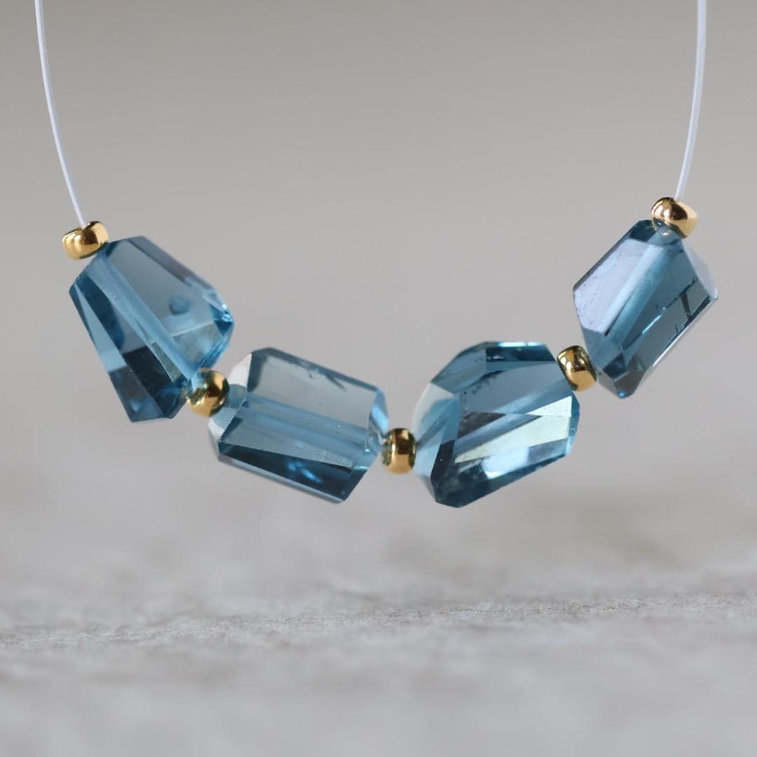 Natural London Blue Topaz Nugget Beads Chunks Stones 6x8mm 4 Pcs Gemstone for DIY Jewelry Making Earrings Supplies