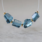 Natural London Blue Topaz Nugget Beads Chunks Stones 6x8mm 4 Pcs Gemstone for DIY Jewelry Making Earrings Supplies