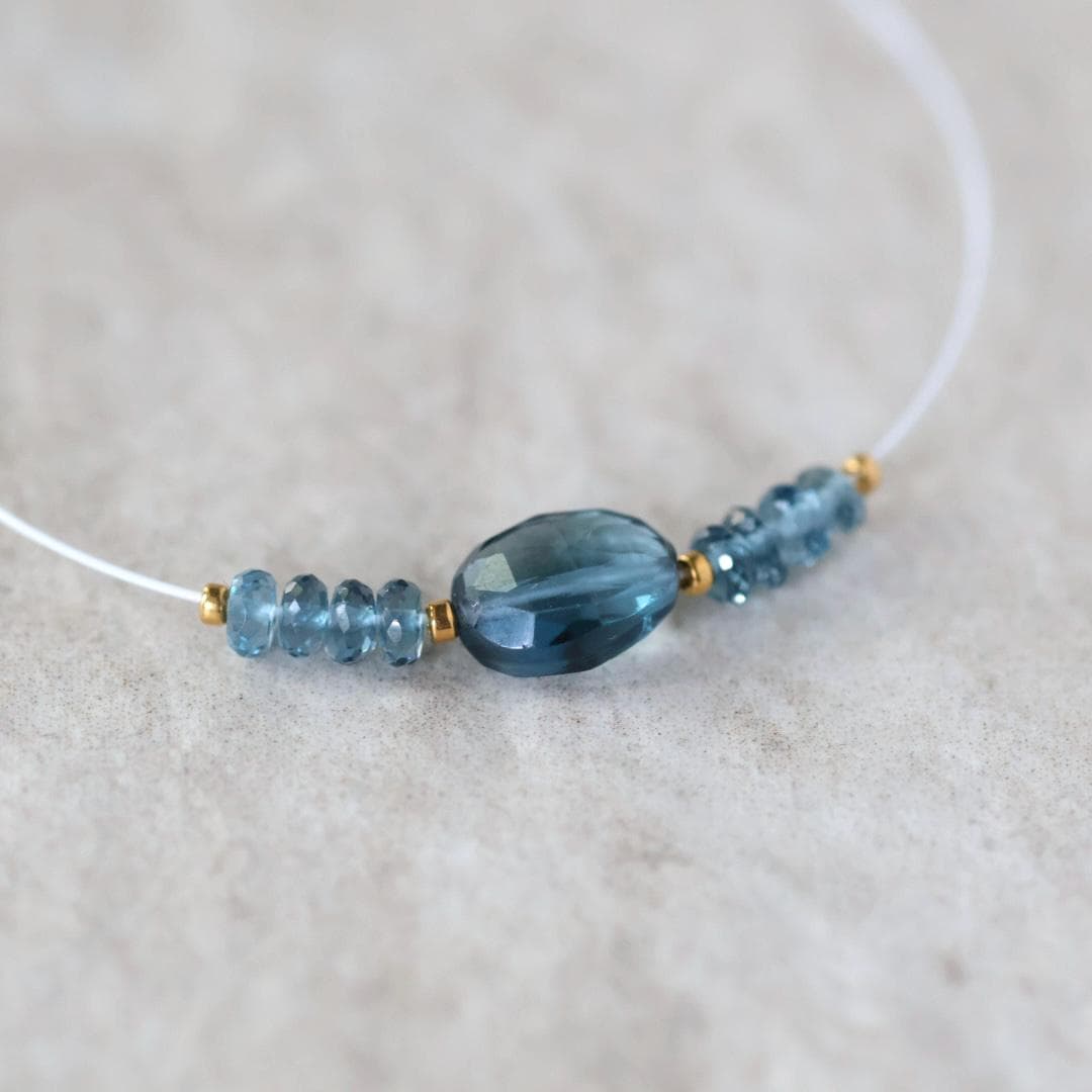 Natural London Blue Topaz Oval Bead Faceted Rondelle Natural Gemstone for DIY Jewelry Making Supplies Necklace
