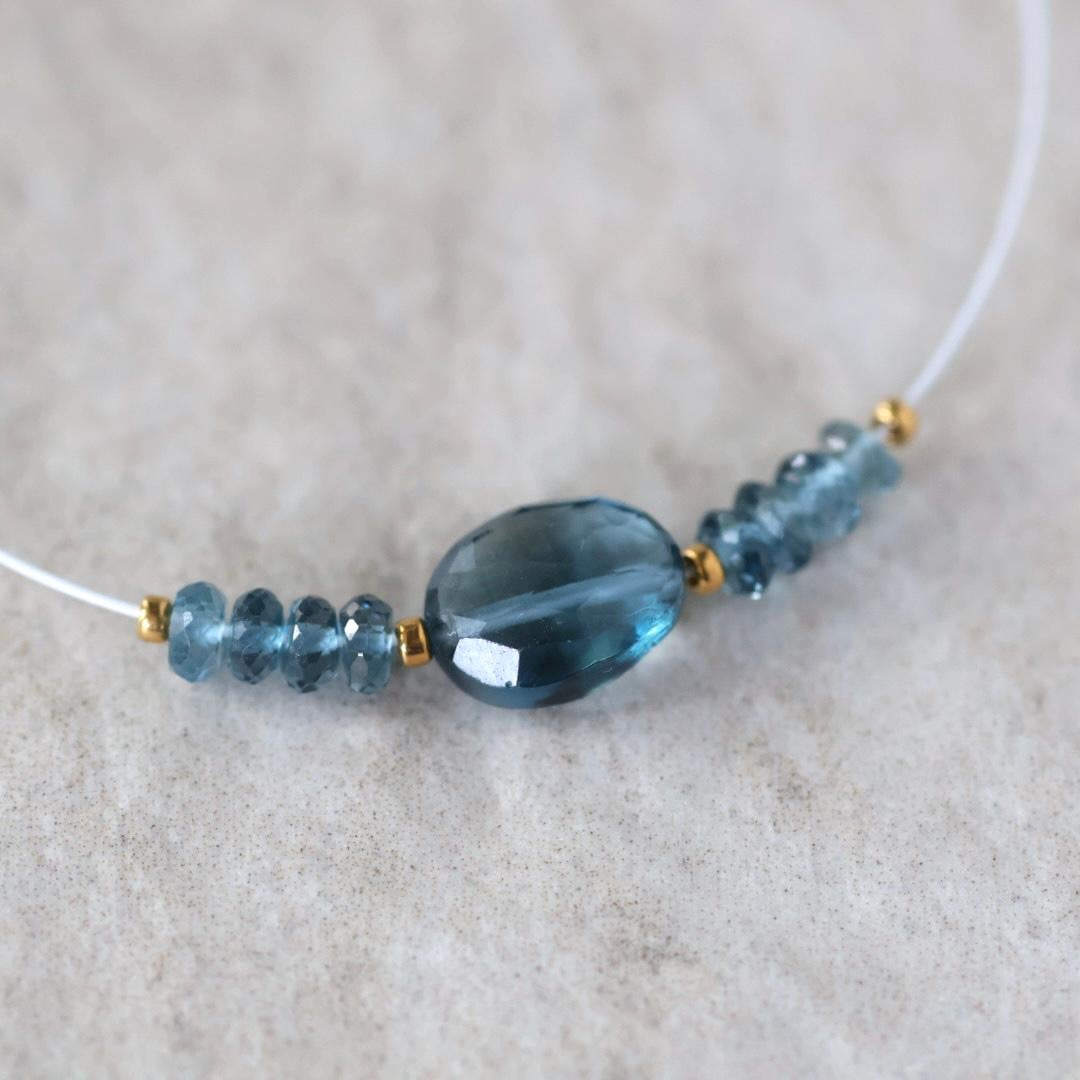 Natural London Blue Topaz Oval Bead Faceted Rondelle Natural Gemstone for DIY Jewelry Making Supplies Necklace