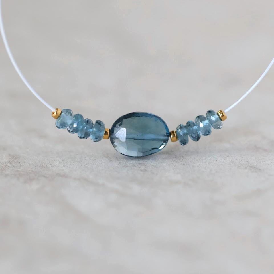 Natural London Blue Topaz Oval Bead Faceted Rondelle Natural Gemstone for DIY Jewelry Making Supplies Necklace