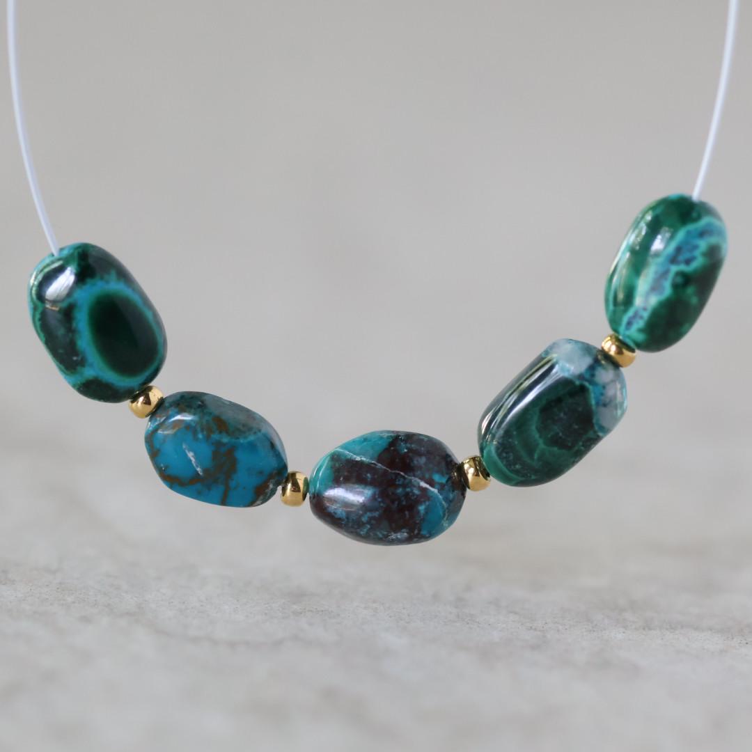 Natural Malachite Chrysocolla Oval Beads Smooth 5x8mm Genuine Malacholla Nuggets Gemstone for DIY Jewelry Making