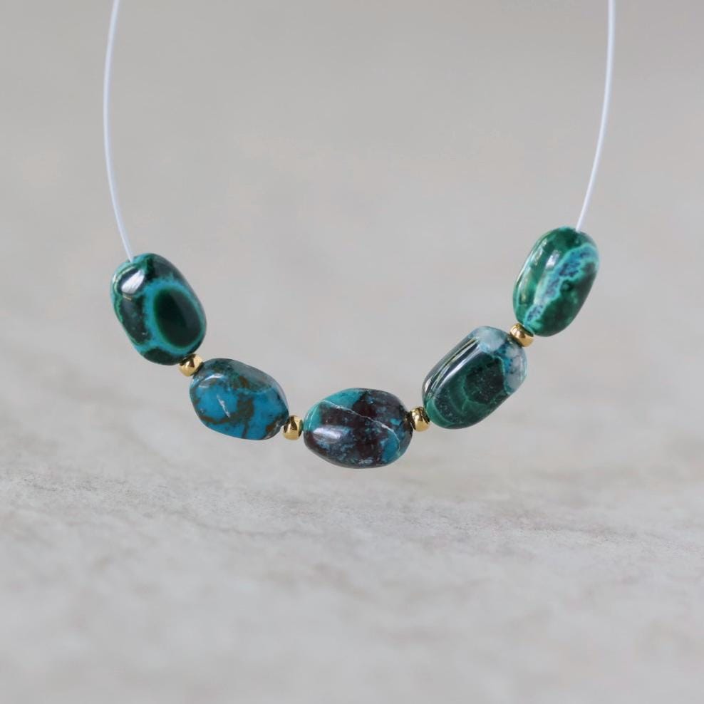 Natural Malachite Chrysocolla Oval Beads Smooth 5x8mm Genuine Malacholla Nuggets Gemstone for DIY Jewelry Making