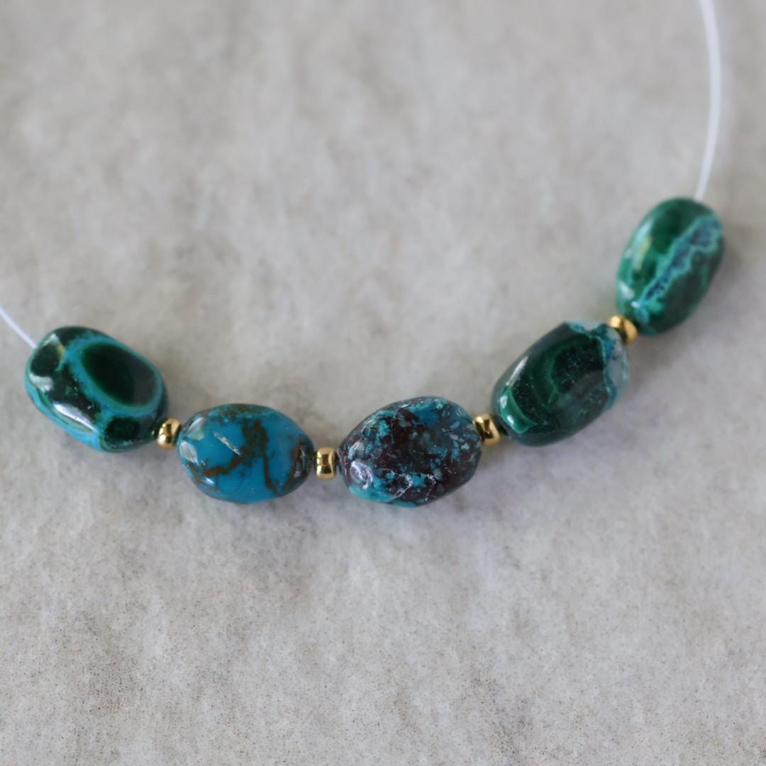 Natural Malachite Chrysocolla Oval Beads Smooth 5x8mm Genuine Malacholla Nuggets Gemstone for DIY Jewelry Making
