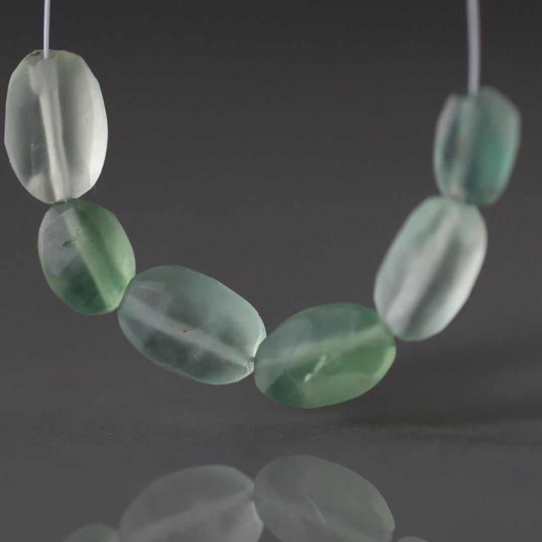 Natural Matte Green Fluorite Oval Bead 6 Pcs 6-9mm Gemstone Beads DIY Jewelry Making Necklace Earrings