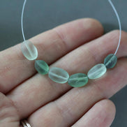 Natural Matte Green Fluorite Oval Bead 6 Pcs 6-9mm Gemstone Beads DIY Jewelry Making Necklace Earrings