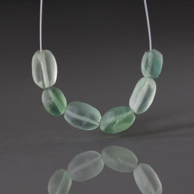 Natural Matte Green Fluorite Oval Bead 6 Pcs 6-9mm Gemstone Beads DIY Jewelry Making Necklace Earrings